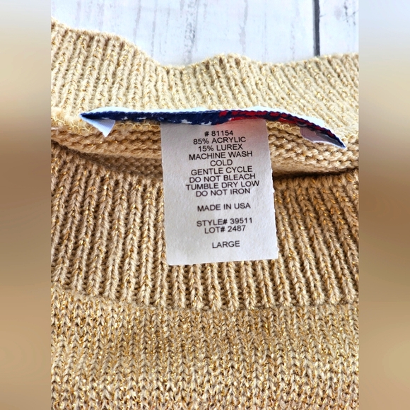 Bedford Fair Lifestyles Cream & Gold Glitter Sparkle Crew Neck Oversized Sweater - Picture 9 of 9